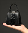 Black Vegas Ostrich Leg Leather Micro Bag Bellabags Bellabags