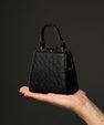 Black Vegas Ostrich Quill Leather Micro Bag Bellabags Bellabags