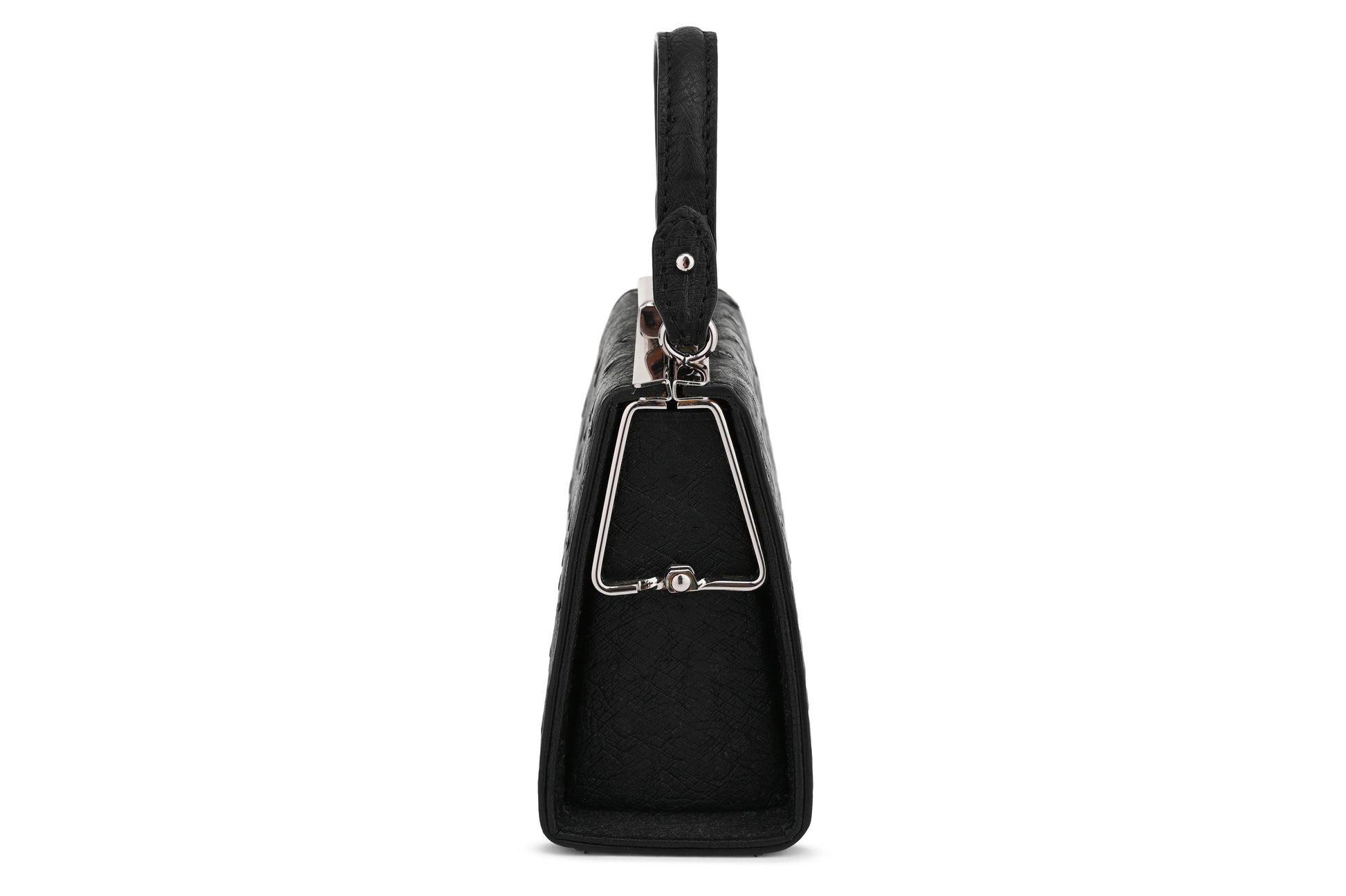 Black Vegas Ostrich Quill Leather Micro Bag Bellabags Bellabags