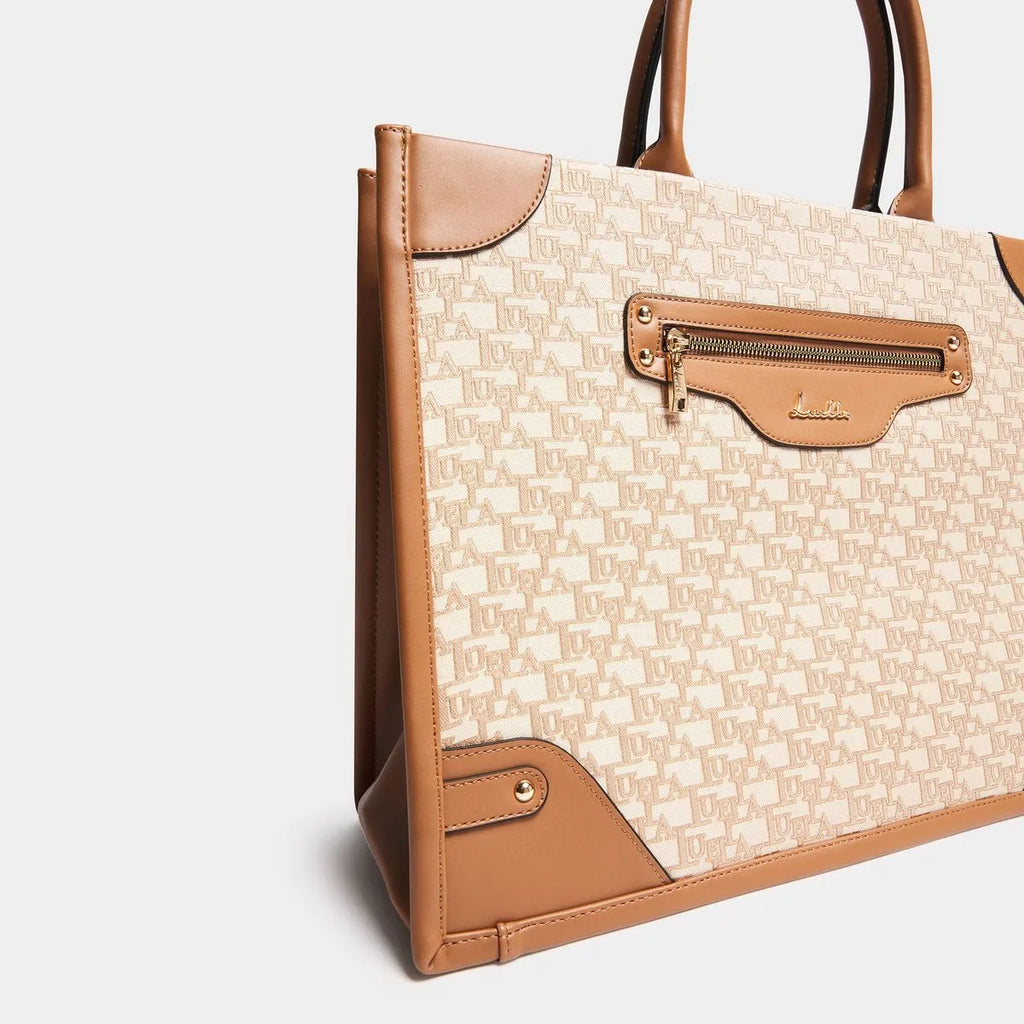 Large Front Pocket Jacquard Tote - By Luella - Invoque