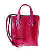 Purple Lola Ostrich Leather Top Handle Bag Bellabags Bellabags