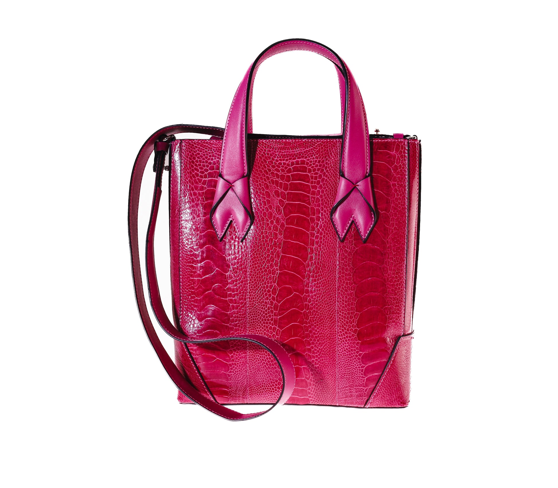 Purple Lola Ostrich Leather Top Handle Bag Bellabags Bellabags