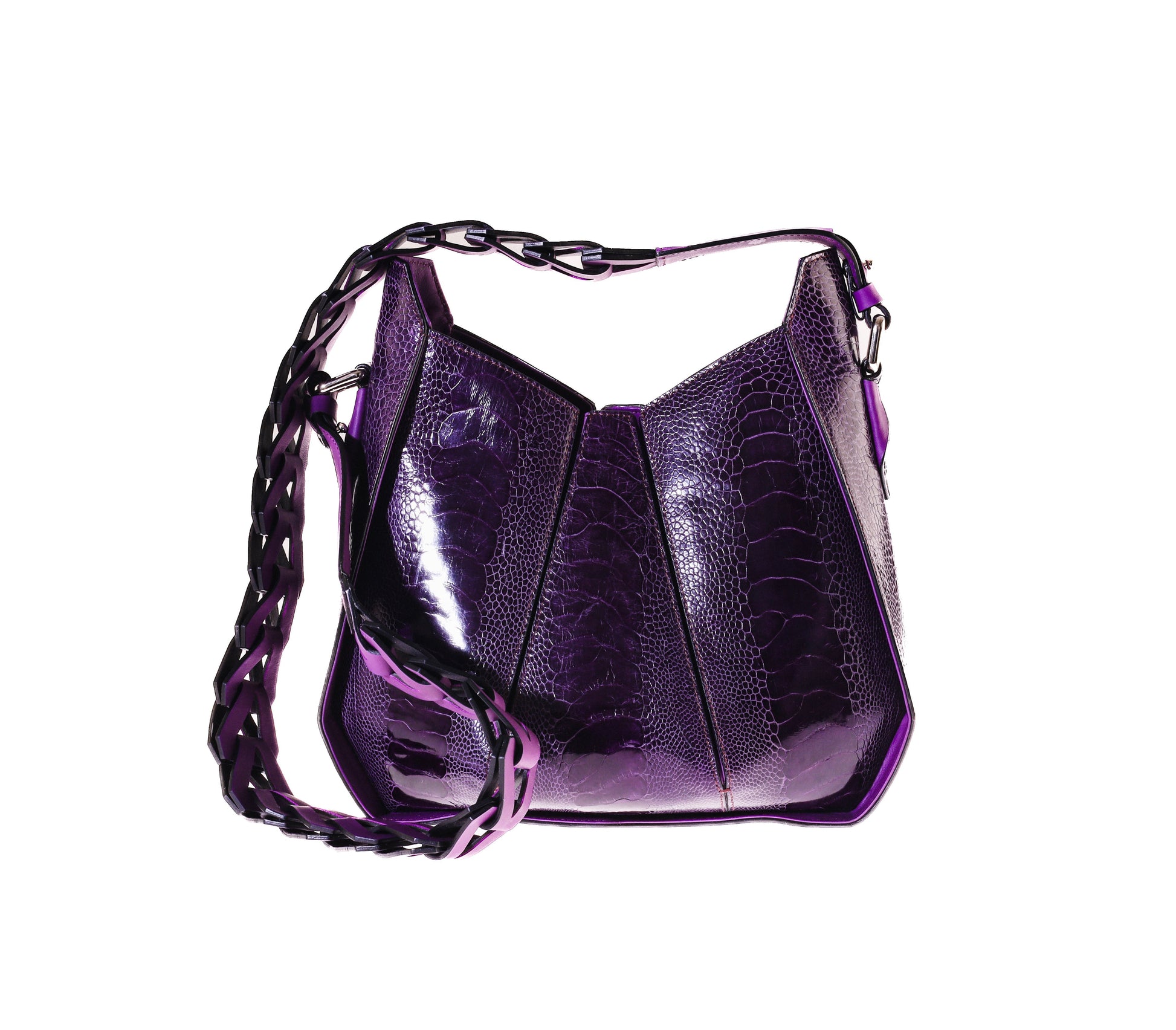 Dark Brown Lucia Ostrich Leather Shoulder Bag Bellabags Bellabags