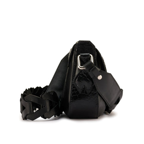 Black Lee Ostrich Leather Shoulder Bag Bellabags Bellabags