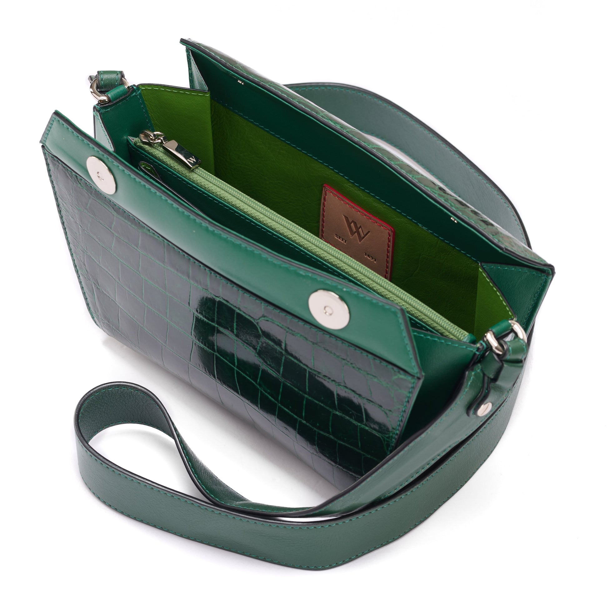 Green Lottie Crocodile Leather Crossbody Bag Bellabags Bellabags