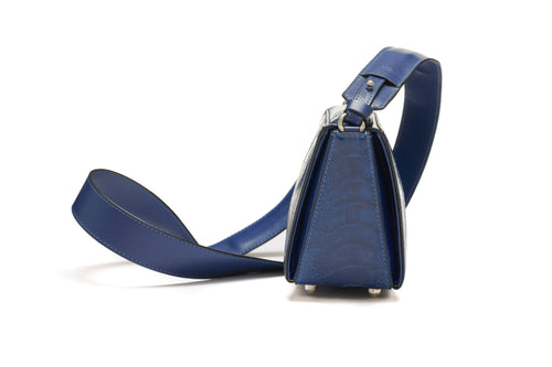 Blue Lottie Ostrich Leather Crossbody Bag Bellabags Bellabags
