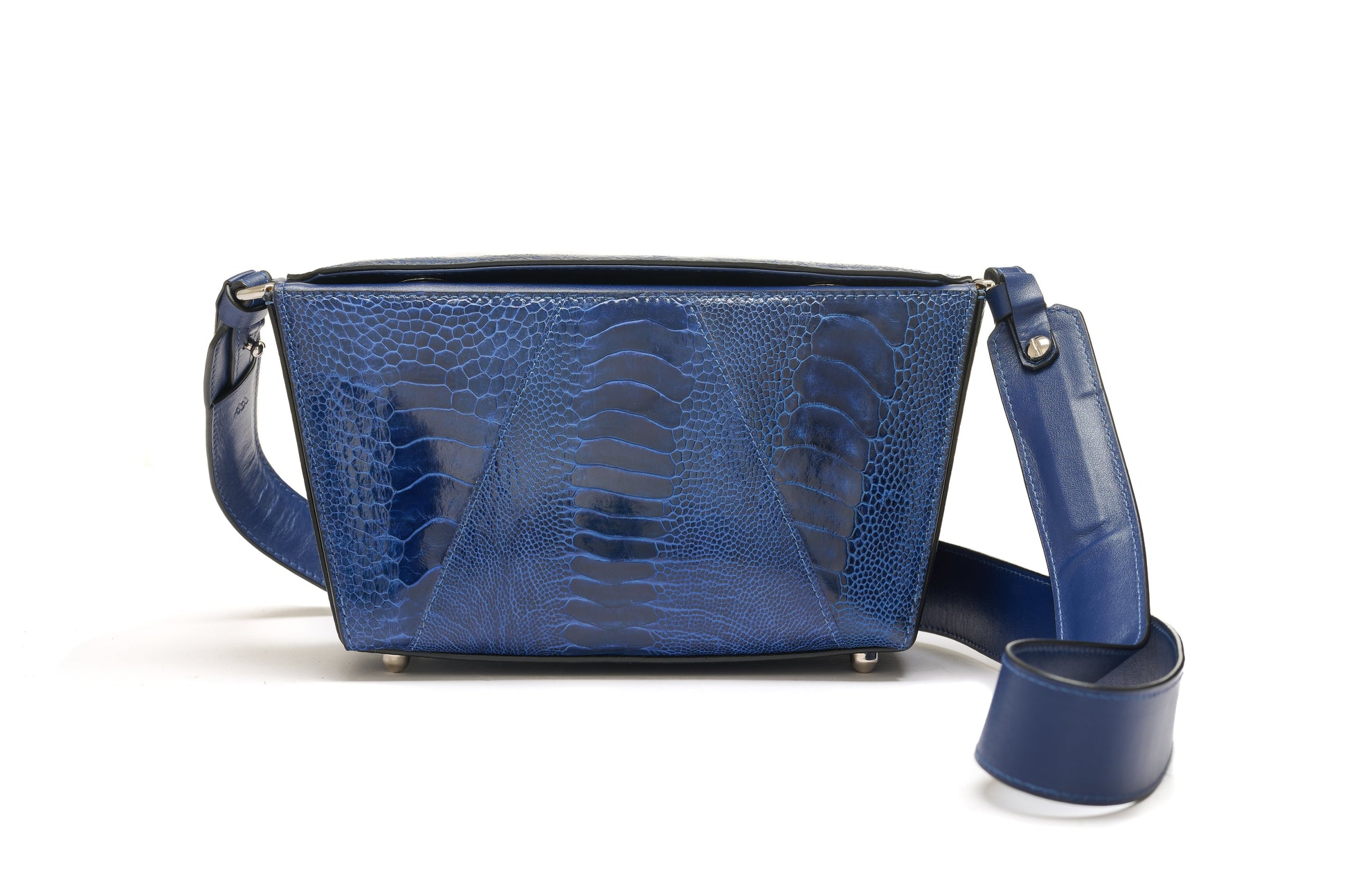 Blue Lottie Ostrich Leather Crossbody Bag Bellabags Bellabags