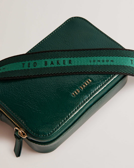 Women's Stunwa-Webbing Leather Crinkle Crossbody Mid-Green Ted Baker South Africa Bellabags