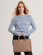 RENNEA: Bar Detail Large Tote Bag