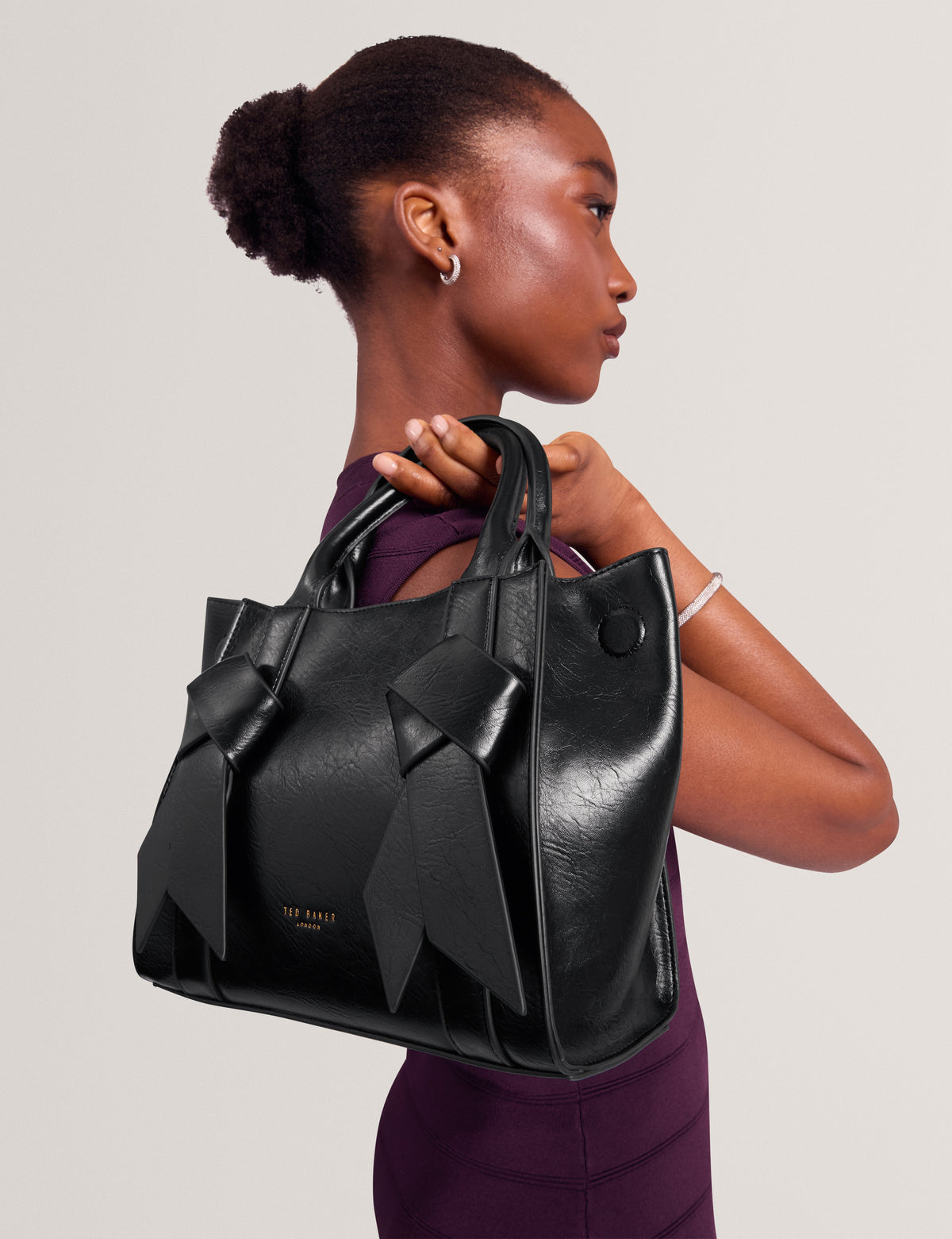 SANIEE: Knot Bow Medium Tote Bag