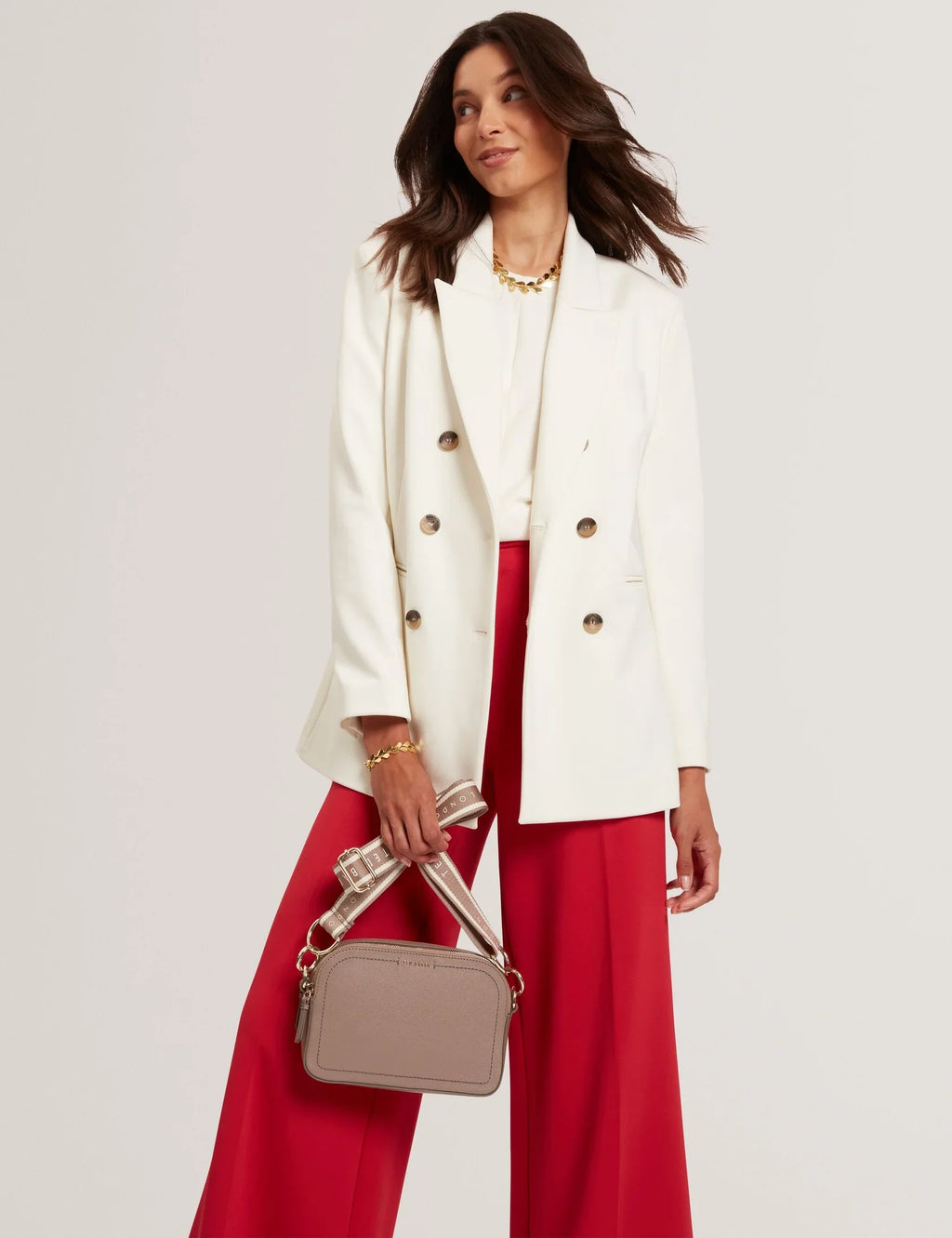 LUCEELE: Webbing Leather Crossbody Bag