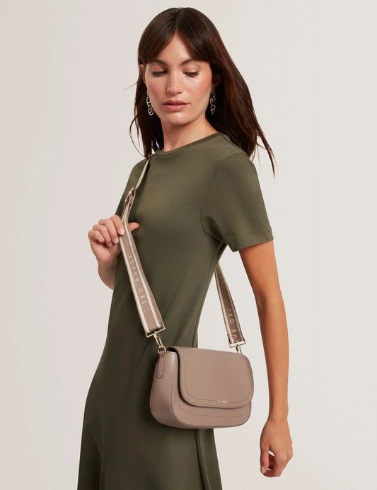 LOUIIZE: Webbing Leather Flapover Crossbody Bag - Bellabags Ted Baker