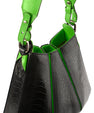 Black Luna Limited Edition Ostrich Leather Shoulder Bag with Green Gussets Bellabags Bellabags