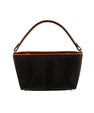 Black Lottie Limited Edition Ostrich Leather Crossbody Bag with Orange Gussets Bellabags Bellabags
