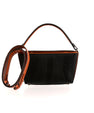 Black Lottie Limited Edition Ostrich Leather Crossbody Bag with Orange Gussets Bellabags Bellabags