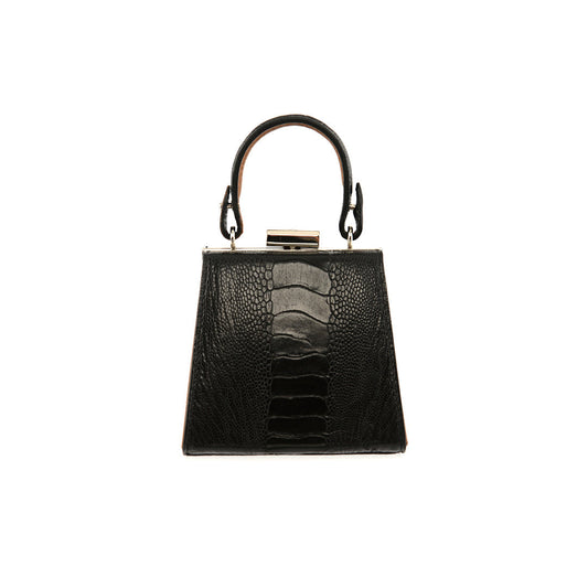 Black Vegas Limited Edition Ostrich Leather Micro Bag with Coloured Gussets Bellabags Bellabags