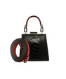 Black Vegas Limited Edition Ostrich Leather Micro Bag with Coloured Gussets Bellabags Bellabags