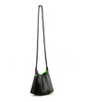 Black Luna Limited Edition Ostrich Leather Shoulder Bag with Green Gussets Bellabags Bellabags