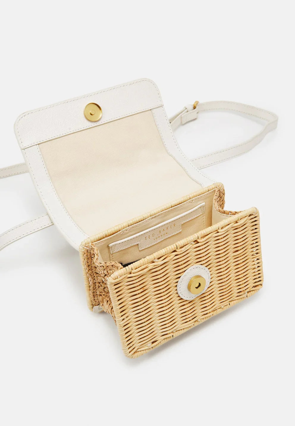 Women's REEGENT-Padlock Detail Rattan Xbody Bag Ecru