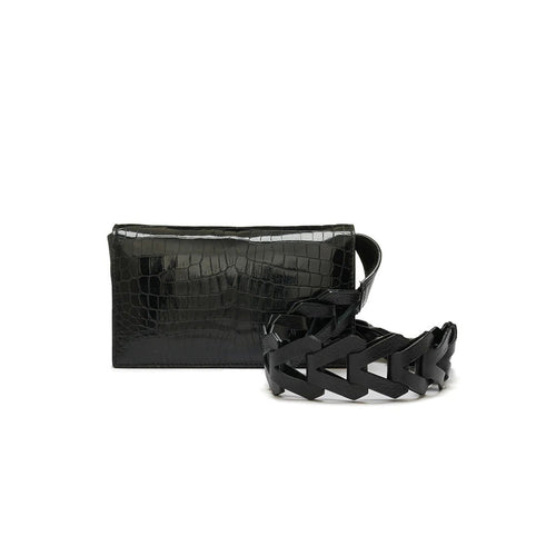 Black Georgia Crocodile Leather Clutch Bag Bellabags Bellabags