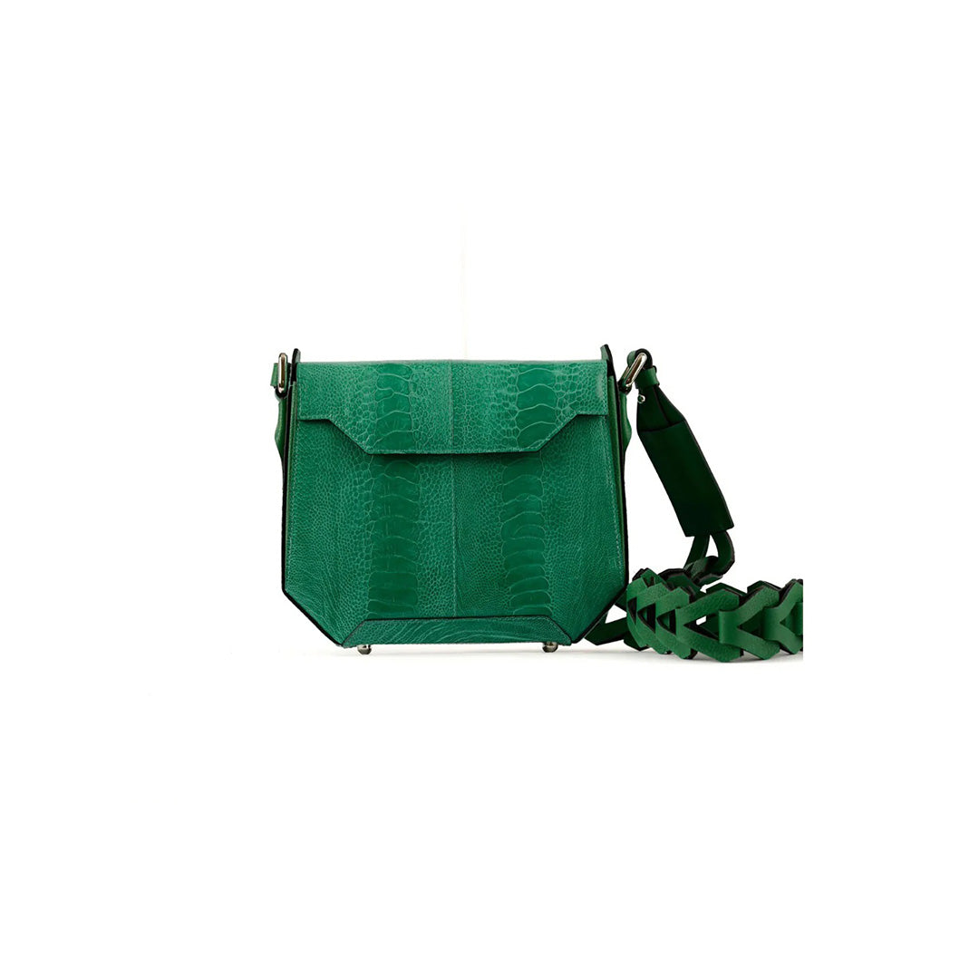 Green Lia Ostrich Leather Shoulder Bag Bellabags Bellabags