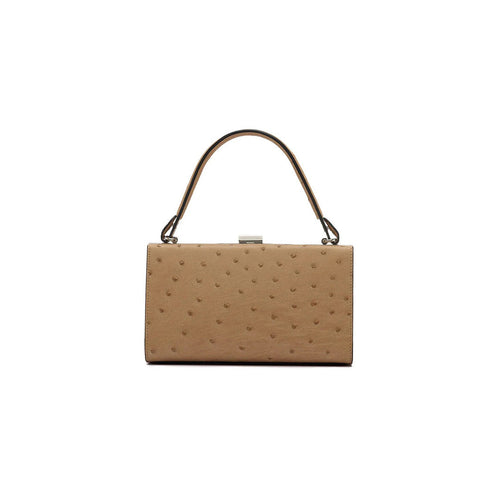 Beige Libby Ostrich Leather Evening Bag Bellabags Bellabags