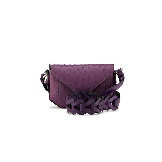 Purple Lee Ostrich Quill Leather Shoulder Bag Bellabags Bellabags