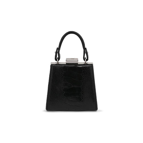 Black Vegas Ostrich Leg Leather Micro Bag Bellabags Bellabags