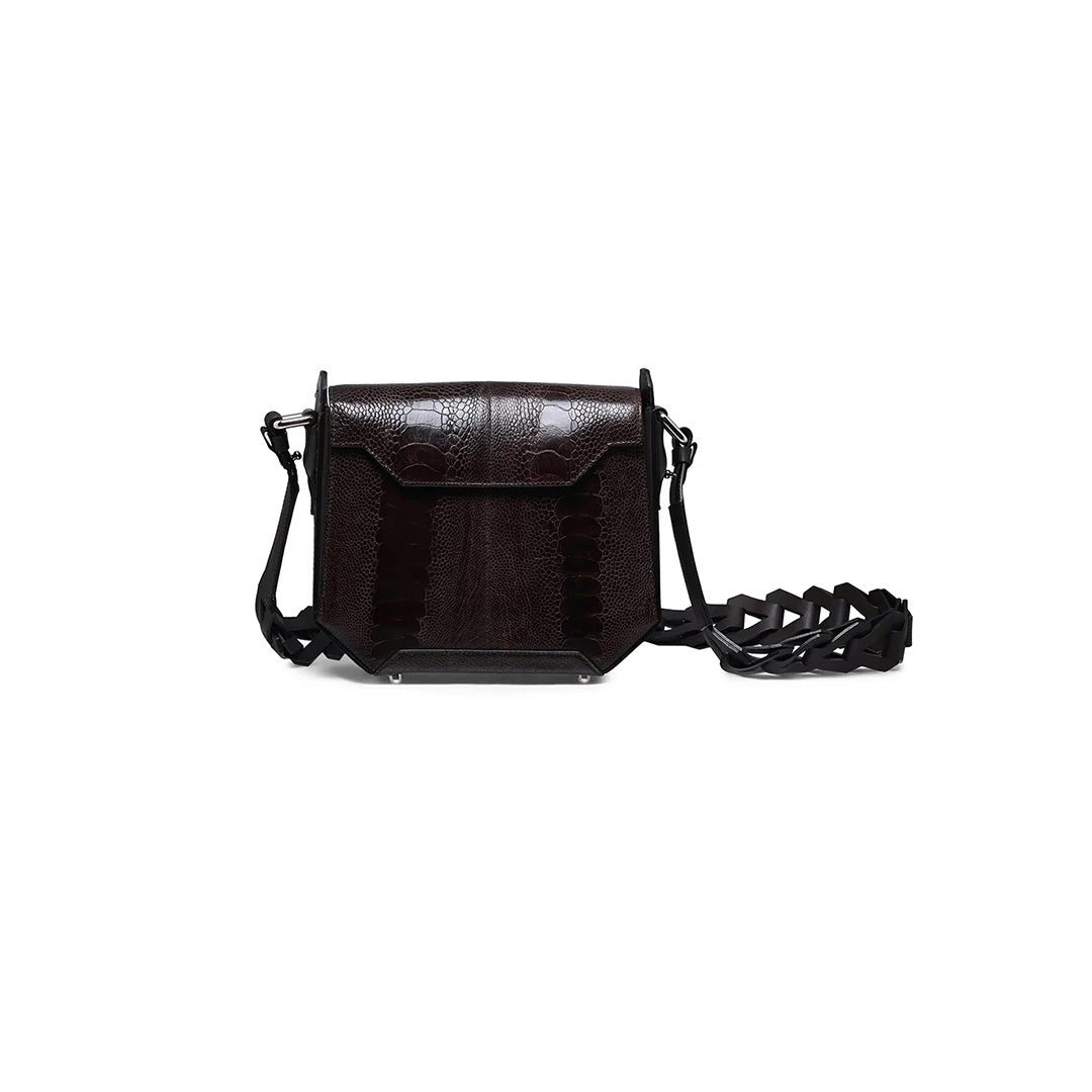 Dark Brown Lia Ostrich Leather Shoulder Bag Bellabags Bellabags