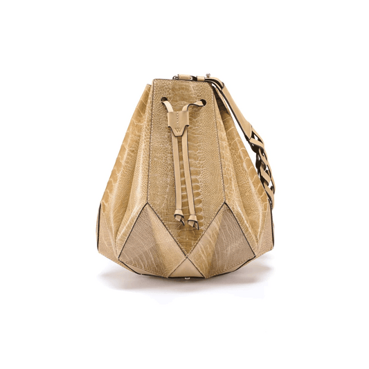 Nude Venus Ostrich Leather Bucket Bag Bellabags Bellabags