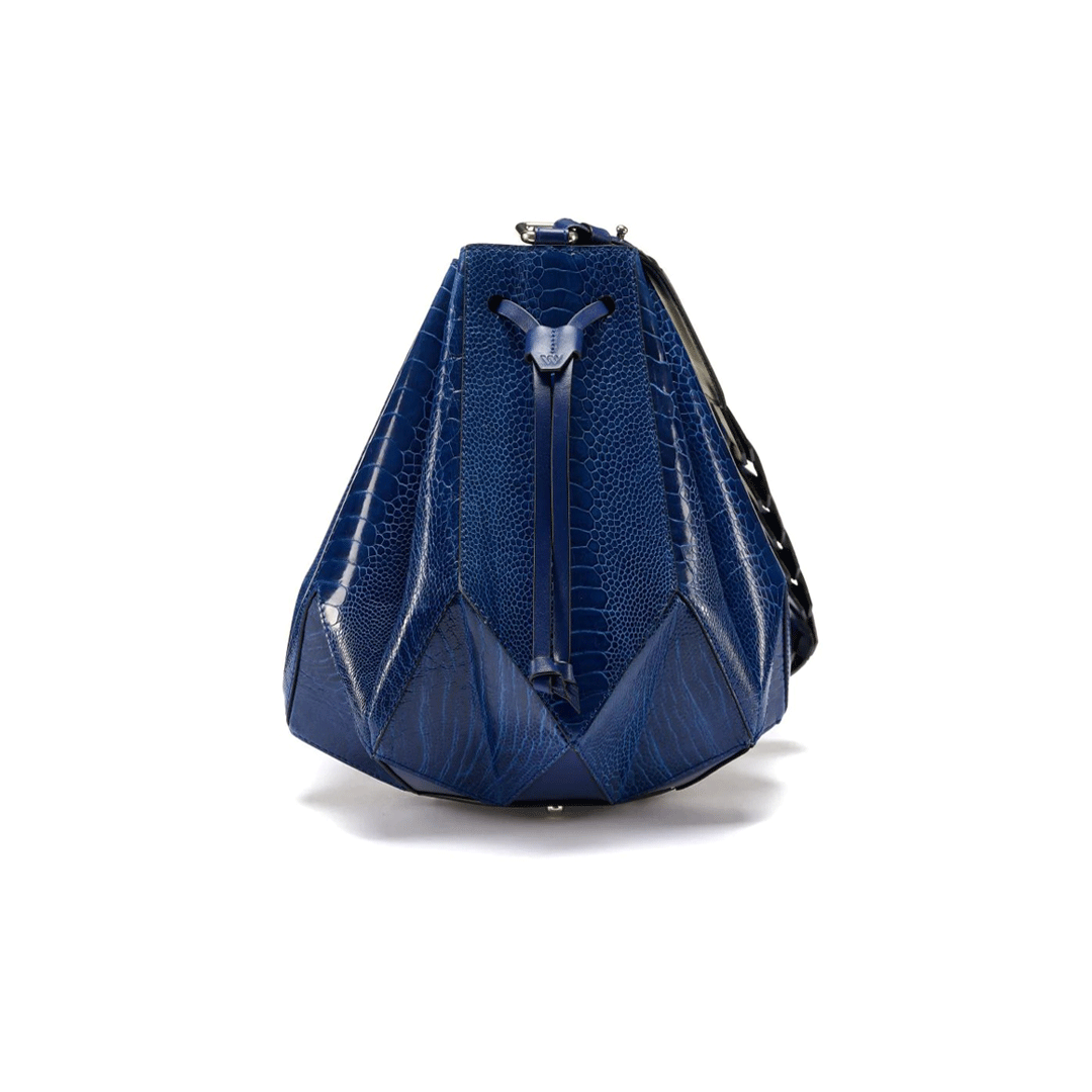 Blue Venus Ostrich Leather Bucket Bag Bellabags Bellabags