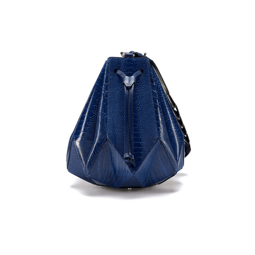 Blue Venus Ostrich Leather Bucket Bag Bellabags Bellabags