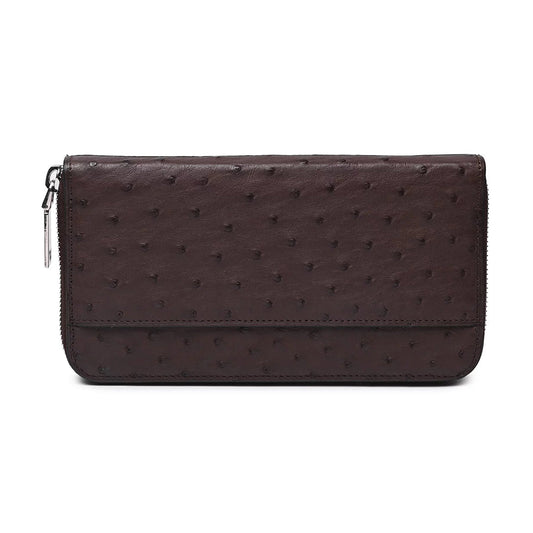 Dark Brown Virginia Ostrich Leather Purse Bellabags Bellabags